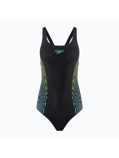 Speedo Placement Muscleback хипер жълт бански от една част черно