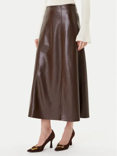 Simona Corsellini Fustă din imitație de piele maro