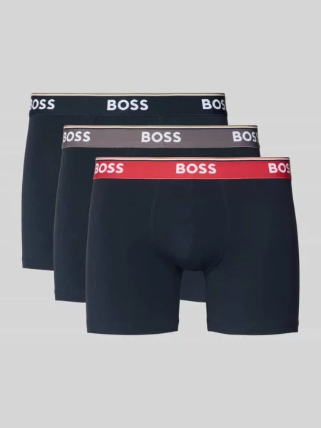 Bokserki o kroju slim fit z mieszanka bawełny w zestaw 3 szt. model POWER' Boss granatowy