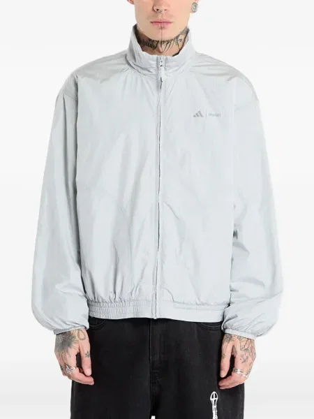 Anorak Adidas din fleece cu dungi mini alb