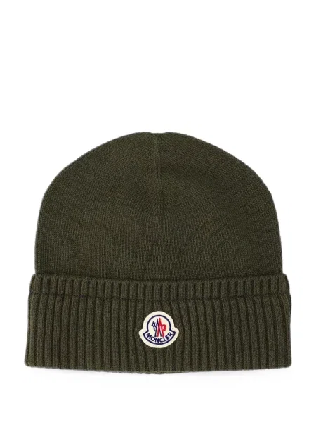 Căciulă Moncler tricotate cu autograf verde