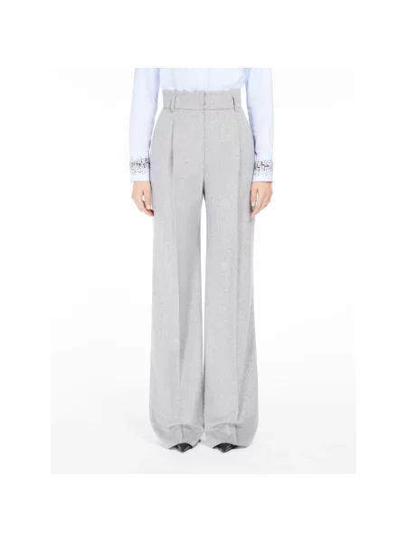 Spodnie Max Mara Studio wełniane z paskiem szare