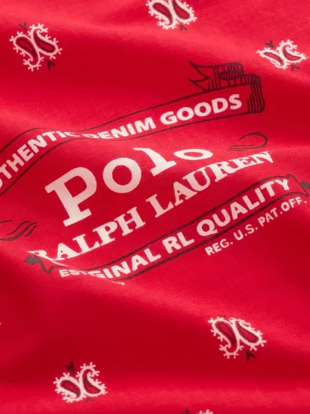 Ριγέ καμβάς κασκόλ Polo Ralph Lauren με κέντημα μπλε