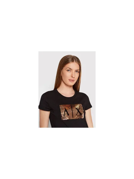 Armani Exchange Póló Slim Fit fekete