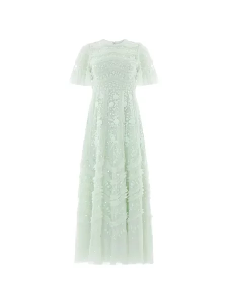 Rochie Needle & Thread cu volane verde