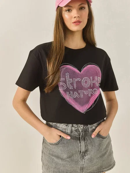 Bianco Lucci Tricou roz deschis argintiu negru