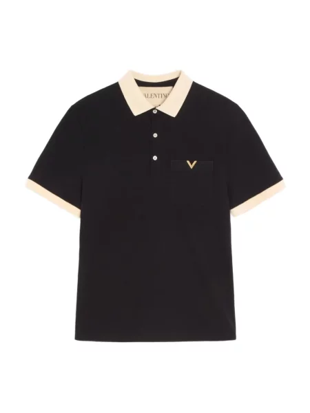 Koszulka polo Valentino z dżerseju czarna