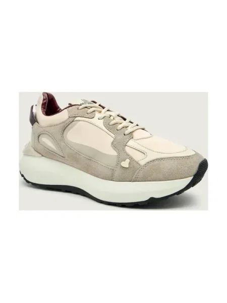 Love Moschino Sneakers cu adaos de piele bej