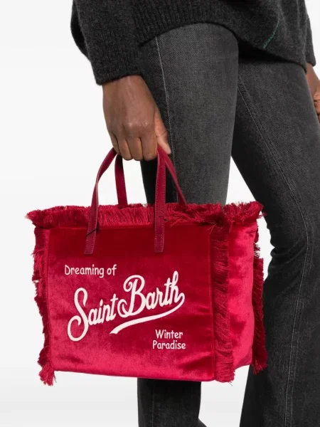 Τσάντα shopper Mc2 Saint Barth με κρόσσια κόκκινο