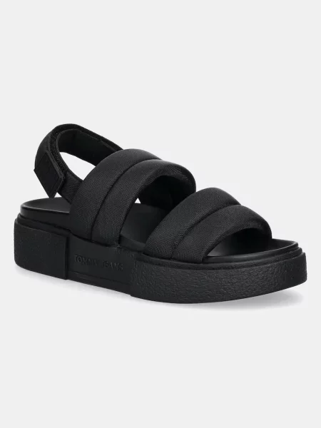 Tommy Jeans sandale FLATFORM SANDAL femei cu platforma negru