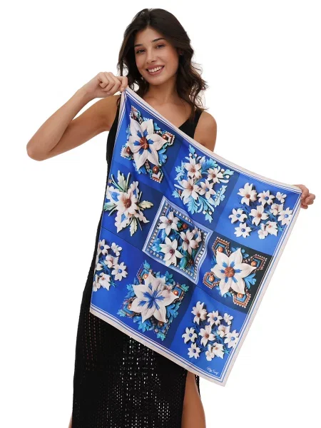 MyScarf Basic Хустка Білий/синій Шовк біла