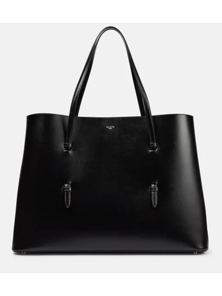 Duża torebka skórzana Alaã¯a skórzana czarna