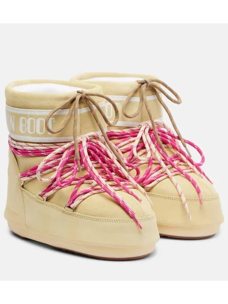 Cizme scurte Moon Boot din piele de căprioară galben