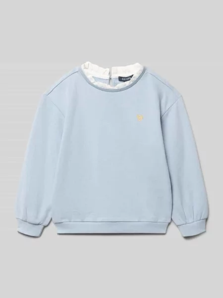 Sweter z dzianiny z okrągłym dekoltem Blue Seven błękitny