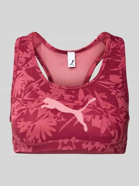 Stanik z logo Puma Performance bordowy