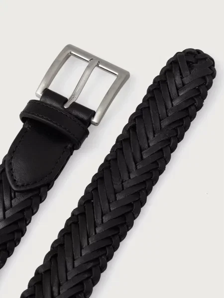 Tommy Hilfiger pleten pas ženski usnjeni črna