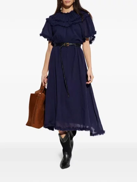 Rochie Ulla Johnson cu franjuri de costum albastru