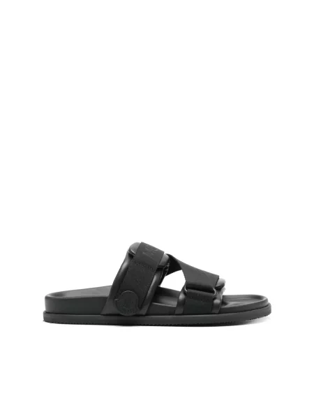 Klapki Moncler skórzane czarne