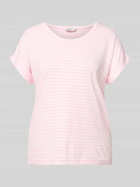 T-shirt o kroju regular fit z mieszanki model „MOSTER” Only różowa