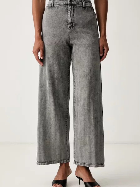 Patrizia Pepe pantaloni wide leg pentru femei cu lyocell gri