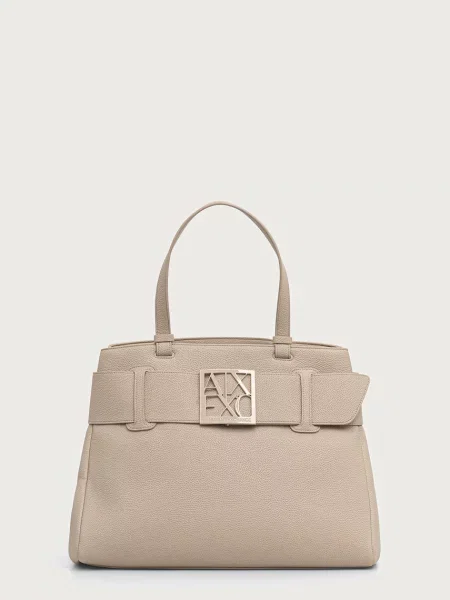 Armani Exchange geantă shopper pentru femei cu imitație de piele bej