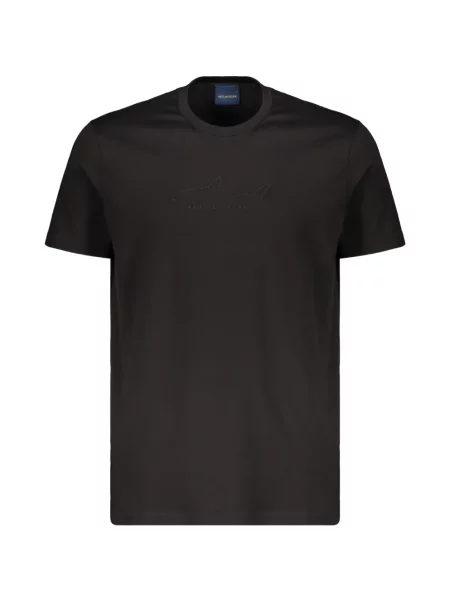 Tricou Paul & Shark cu broderie cu decolteu rotund negru