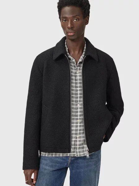 Вълнено яке AllSaints CELESTE преходен модел черно