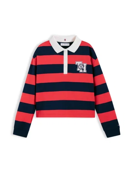 Tommy Hilfiger Rugbyové Tričko červená / tmavě modrá bílá