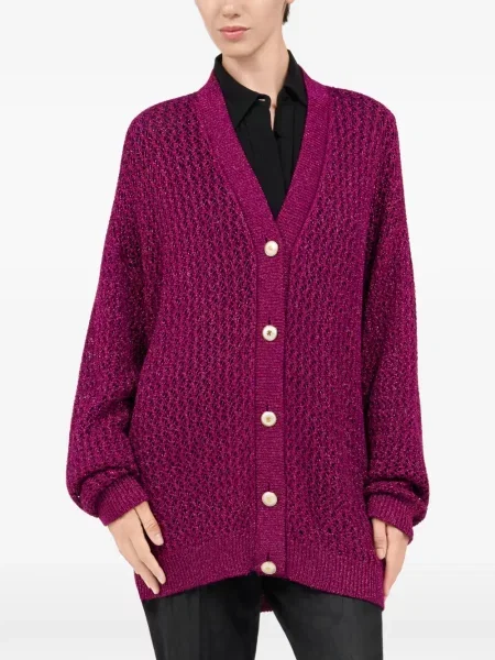 Cardigan Roberto Cavalli cu decolteu în V roz