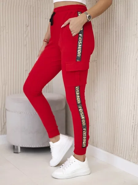 Spodnie cargo Kesi czerwone
