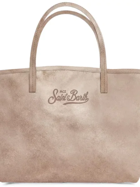 Geantă shopper Mc2 Saint Barth din piele de căprioară cu imagine