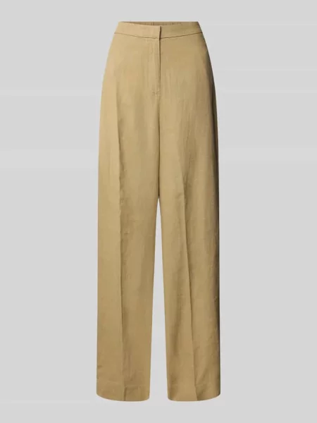 Tommy Hilfiger spodnie lniane szerokie high waist zielony