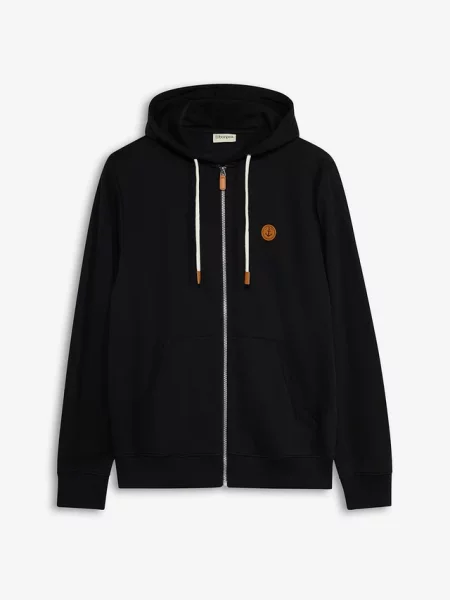 Bluza rozpinana z kapturem z detalami z imitacji skóry czarna