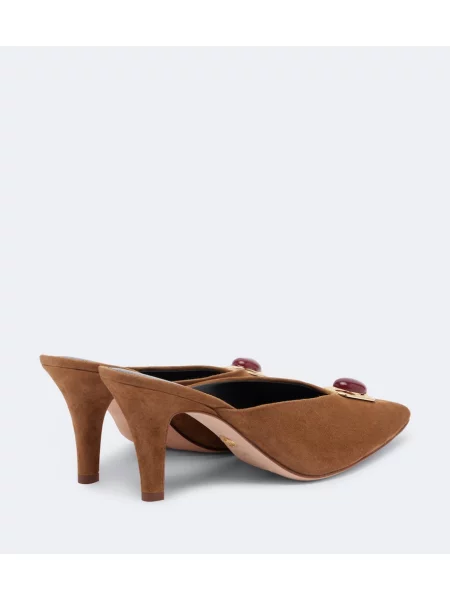 Papuci tip mules Veronica Beard din piele de căprioară maro