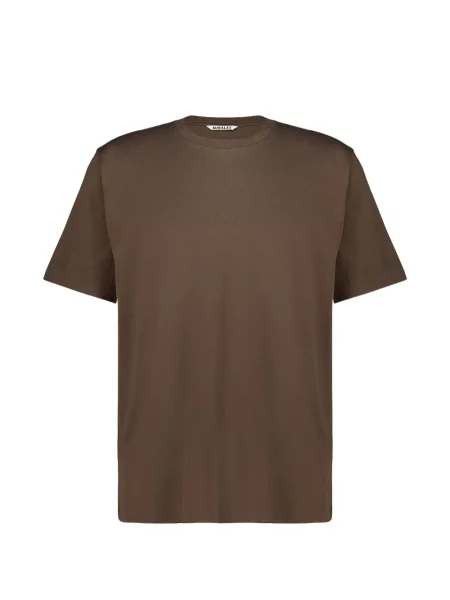 Scurt tricou Auralee cu decolteu rotund maro