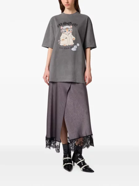 Fustă midi Msgm din dantelă plic gri