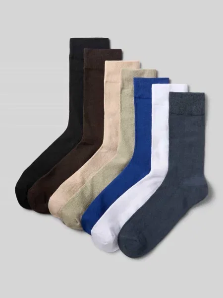 Skarpety z elastycznymi prążkowanymi ściągaczami w zestawie 7 szt. Jack & Jones niebieskie