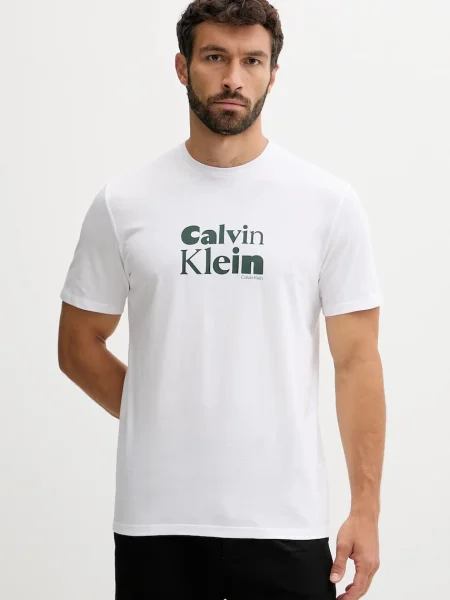 Тениска Calvin Klein с принт бяло