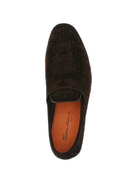 Pantofi loafer Santoni din piele maro