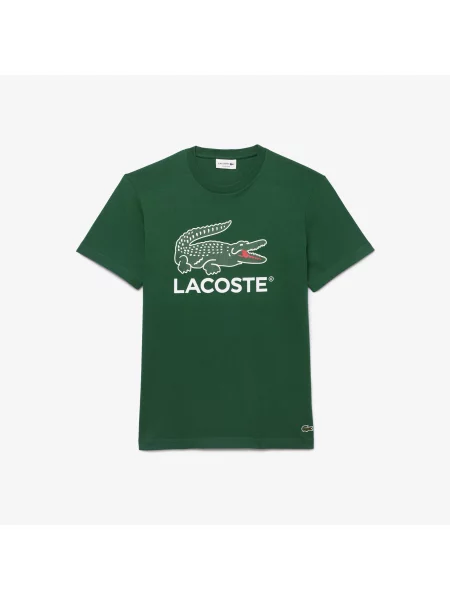 Lacoste Koszulka O Regularnym Kroju Z Dekoltem W Serek zielony