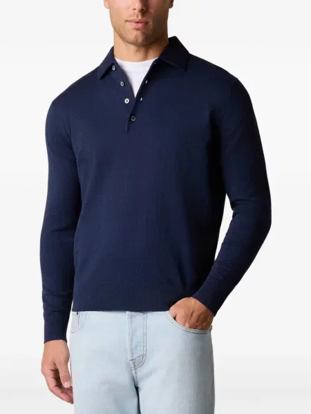 Оребрен поло тениска Brooks Brothers синьо