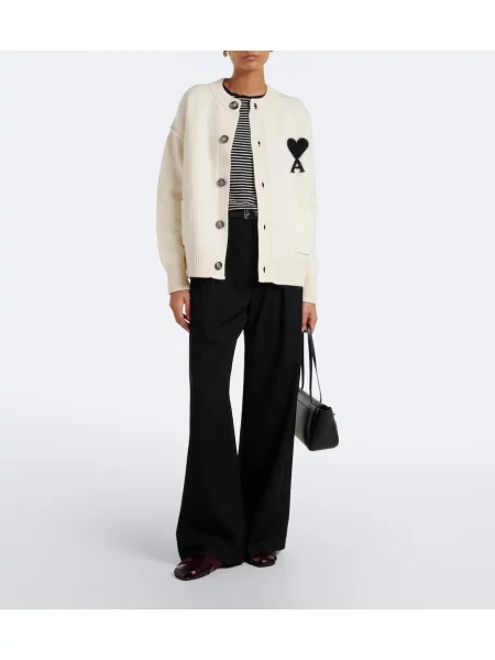 Cardigan Ami Paris de lână alb