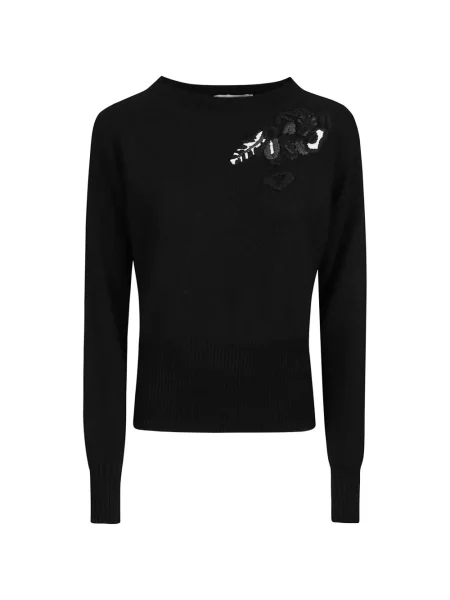 Pulover Ermanno Firenze cu model floral cu aplicații negru
