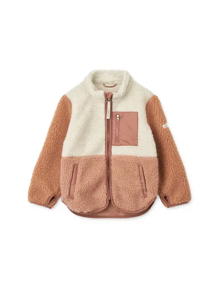 Liewood Jachetă fleece Nolan maro caramel / roz pal / murdar alb