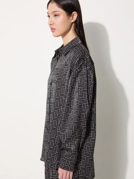 Сорочка Kenzo Weave Dropped Shoulders Shirt relaxed класичний комір чорний