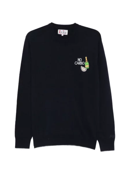 Pulover Mc2 Saint Barth cu broderie cu decolteu rotund albastru