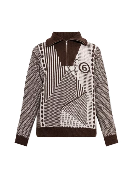 Sweter z golfem Mm6 Maison Margiela do golfa brązowy