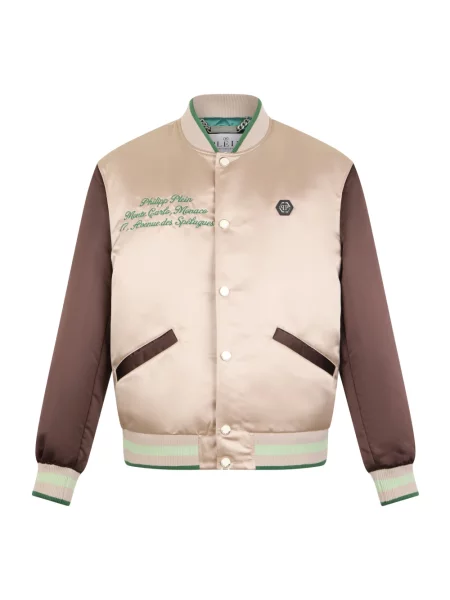 Satynowy kurtka bomber Philipp Plein beżowy
