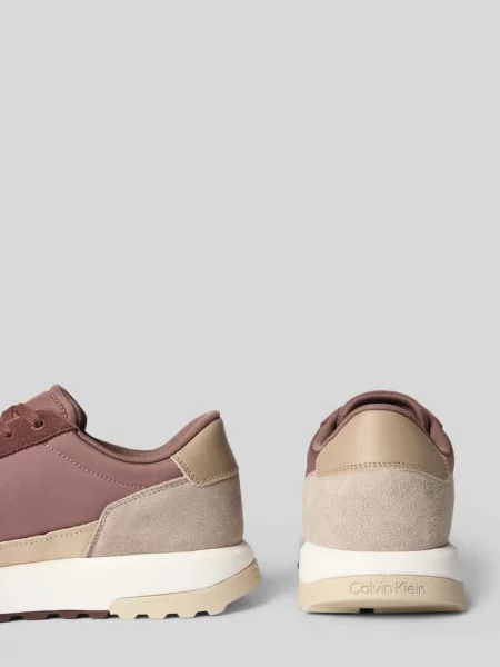 Sneakersy o niskim kroju z naturalnej skóry Ck Calvin Klein brązowe
