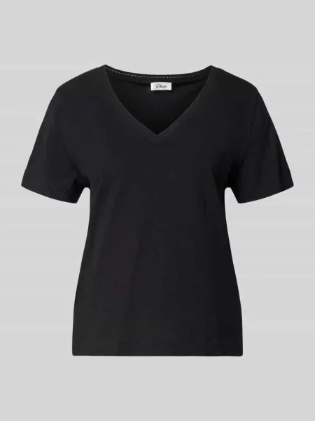 T-shirt o kroju relaxed fit z czystej bawełny S.oliver Red Label czarna